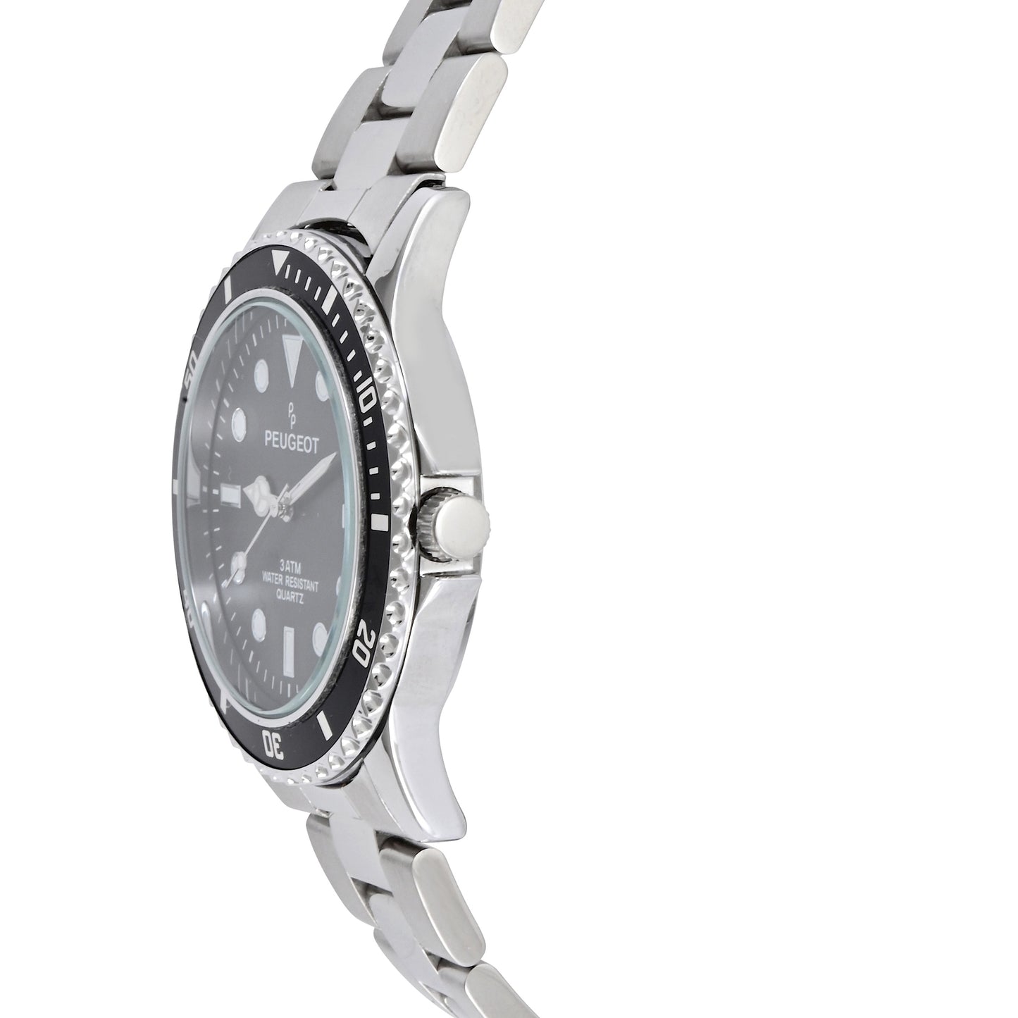 Men's 40mm Black Dial Sport Bezel Stainless Steel Bracelet Watch