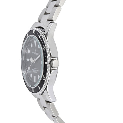 Men's 40mm Black Dial Sport Bezel Stainless Steel Bracelet Watch