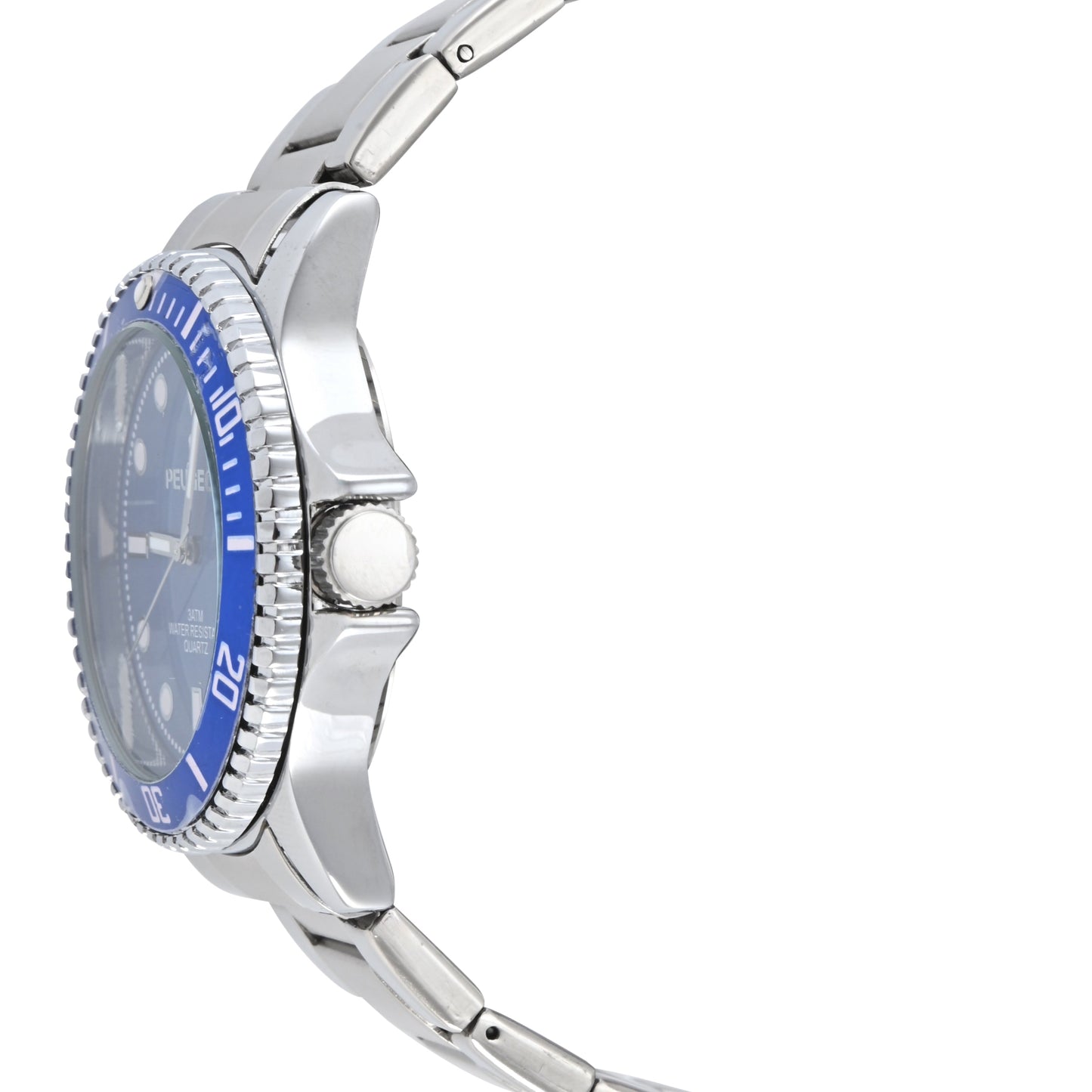 Men's 40mm Blue Dial Sport Bezel Stainless Steel Bracelet Watch