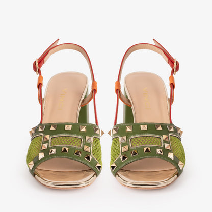 The Linea Green Leather Women Slingback Sandal