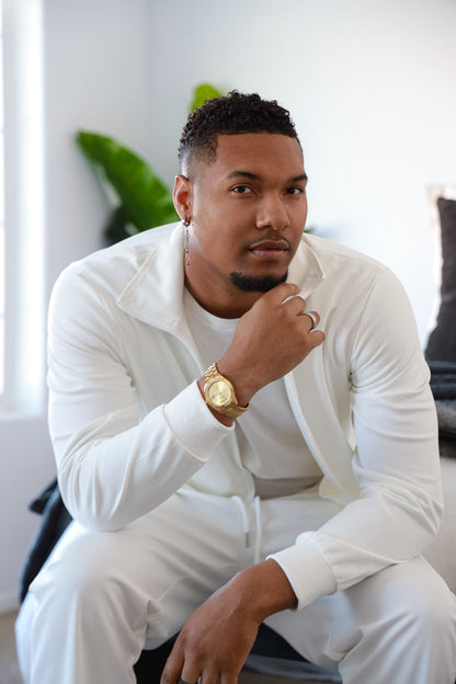 Men's 40mm Gold Face Fluted Bezel Gold Bracelet Watch