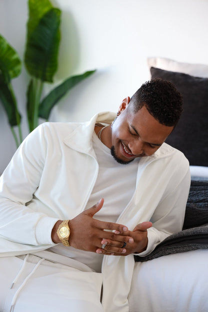 Men's 40mm Gold Face Fluted Bezel Gold Bracelet Watch