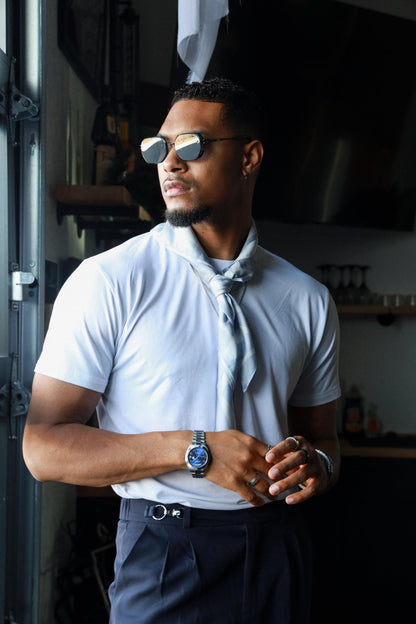 Men's 40mm Blue Face Fluted Bezel Steel Bracelet Watch