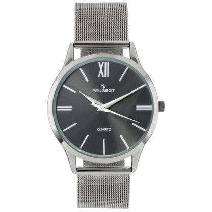 Mens Silver Mesh Watch with matching Cuff Links Gift Set
