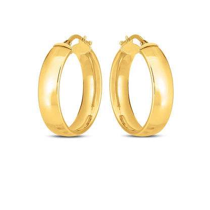 Aros de banda de oro amarillo de 14k para boda (6x25mm)