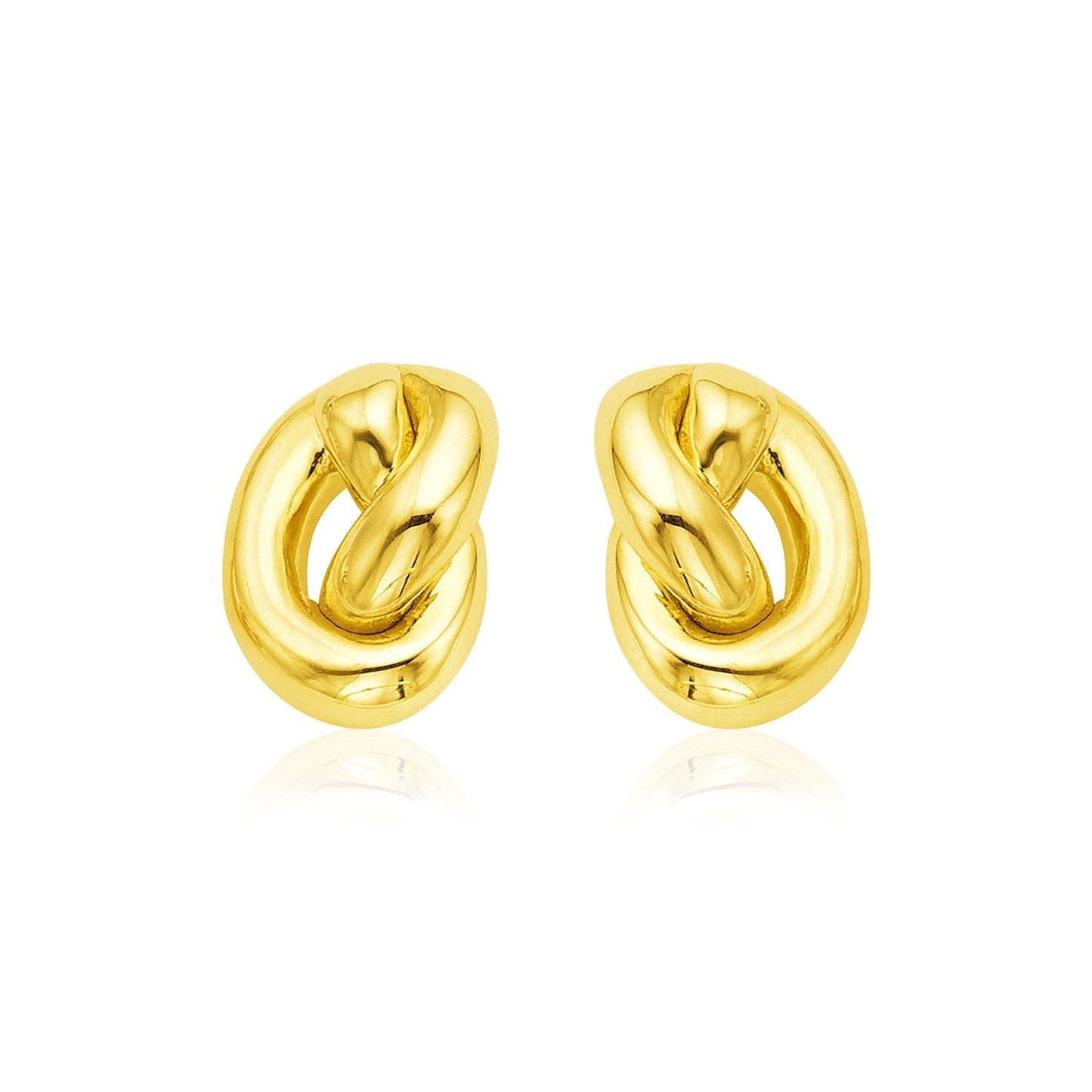Pendientes de Nudo Pulido de Oro Amarillo de 14k