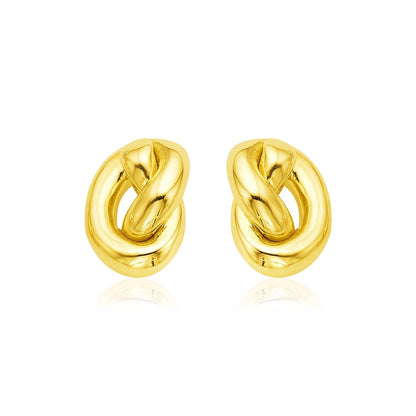 Pendientes de Nudo Pulido de Oro Amarillo de 14k