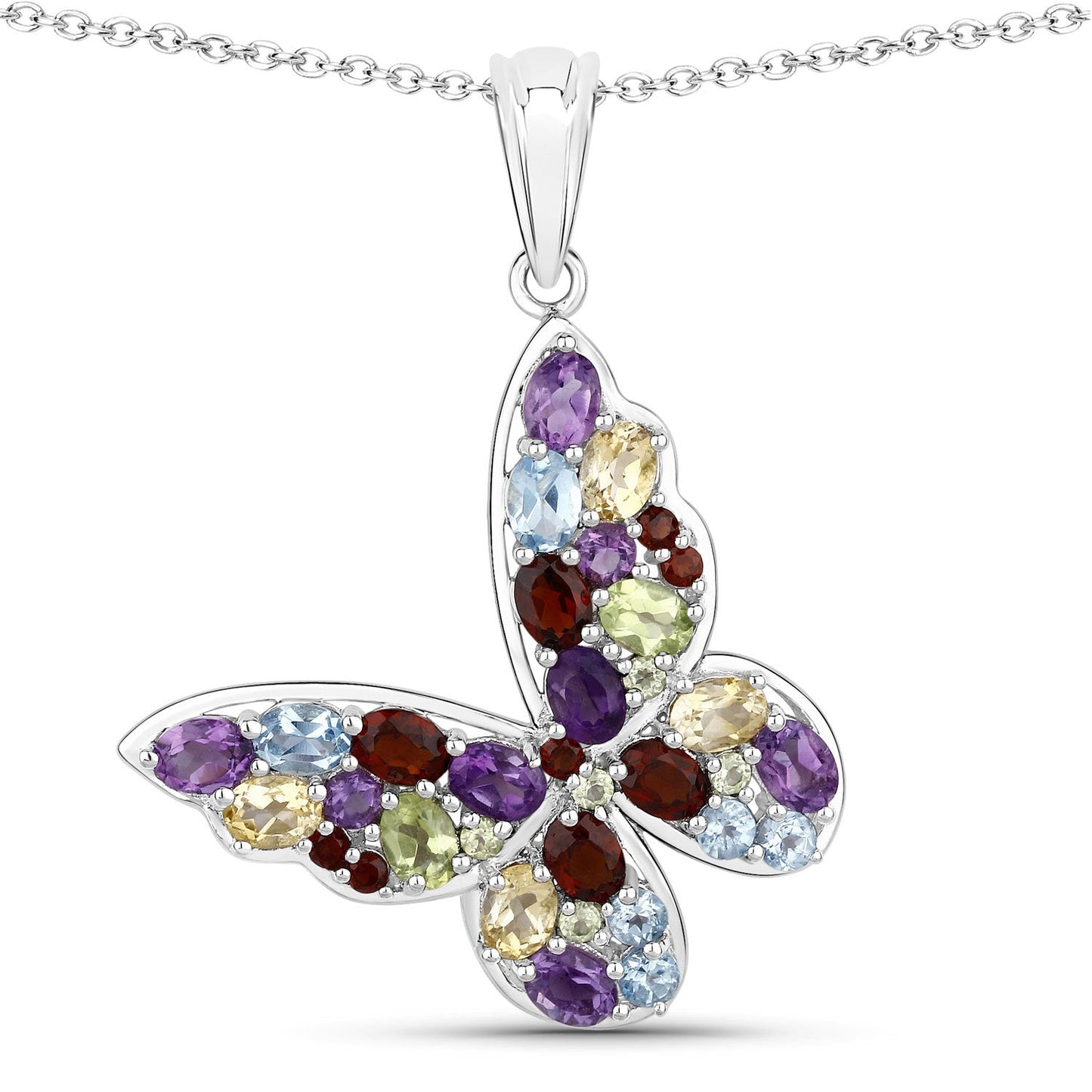 Colgante de plata de ley .925 con varias piedras preciosas de 3.80 quilates