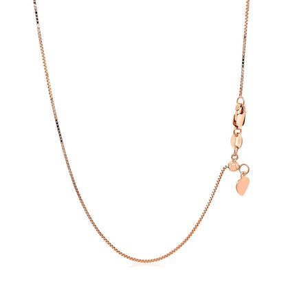 Cadena ajustable de oro rosa de 14k, 0,7 mm