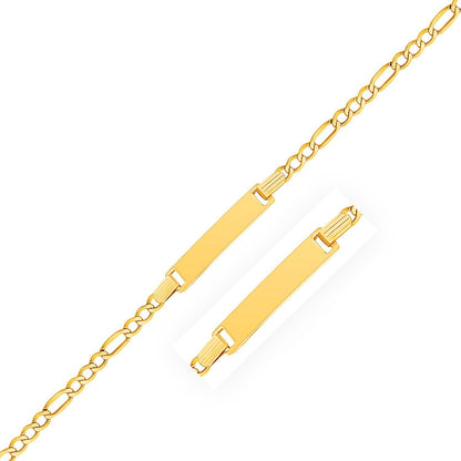 Pulsera de identificación infantil con eslabones Figaro de oro amarillo de 14k