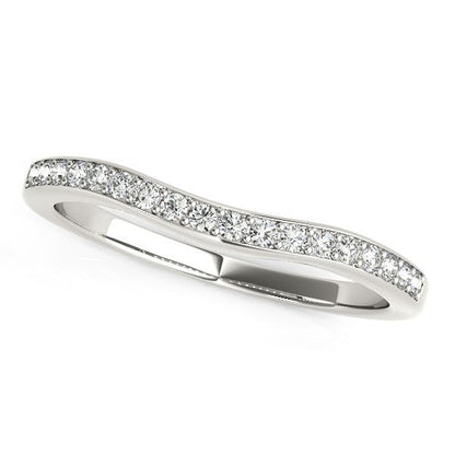 Anillo de boda curvo de oro blanco de 14k con diamantes (1/4 quilate en total)