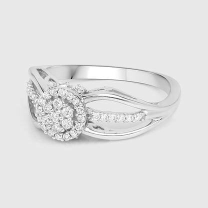 Anillo de oro blanco de 14 quilates con diamante blanco auténtico de 0,25 quilates (color E-F, claridad SI)