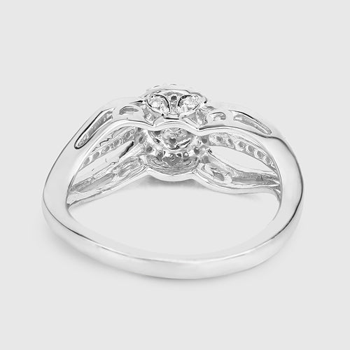 Anillo de oro blanco de 14 quilates con diamante blanco auténtico de 0,25 quilates (color E-F, claridad SI)