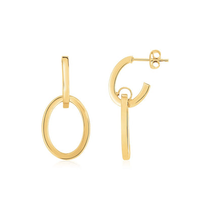 Pendientes de aro colgantes entrelazados de oro amarillo de 14 quilates