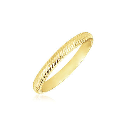 Alianza de boda de oro amarillo de 14k con textura y ajuste cómodo