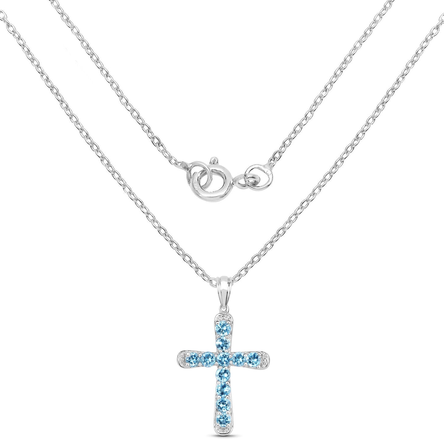 Colgante de plata de ley .925 con topacio azul auténtico de 3.85 quilates