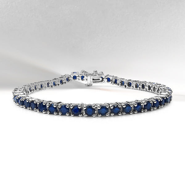 Brazalete de plata esterlina .925 con zafiro azul genuino de 8.36 quilates
