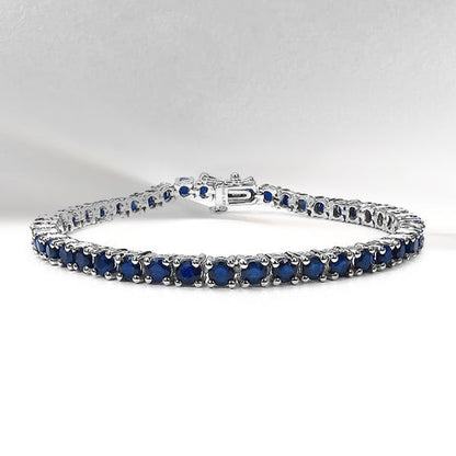 Brazalete de plata esterlina .925 con zafiro azul genuino de 8.36 quilates