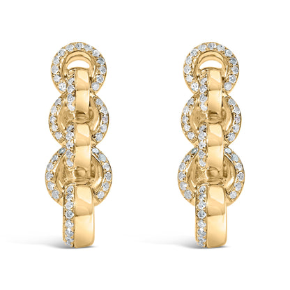 14K Yellow Gold Plated .925 Sterling Silver 1/2 Cttw Diamond Chain Link Drop Earrings (H-I Color, I1-I2 Clarity)