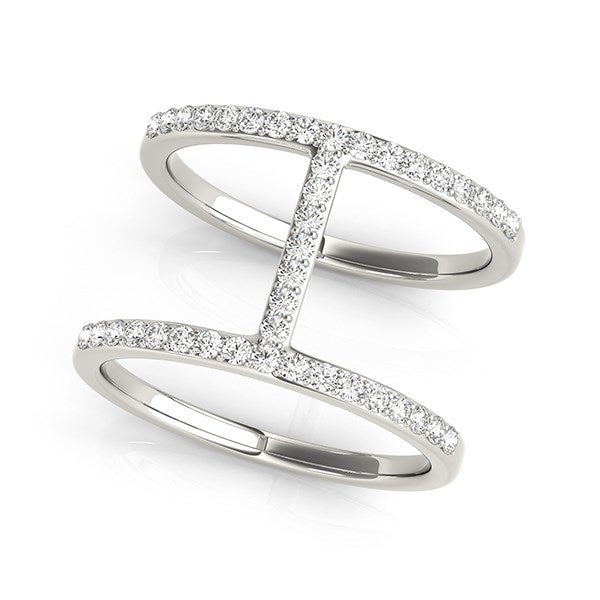 Anillo de diamantes estilo puente de doble banda de oro blanco de 14k (3/8 cttw)