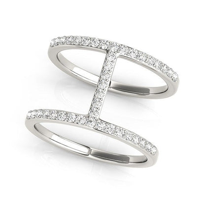Anillo de diamantes estilo puente de doble banda de oro blanco de 14k (3/8 cttw)