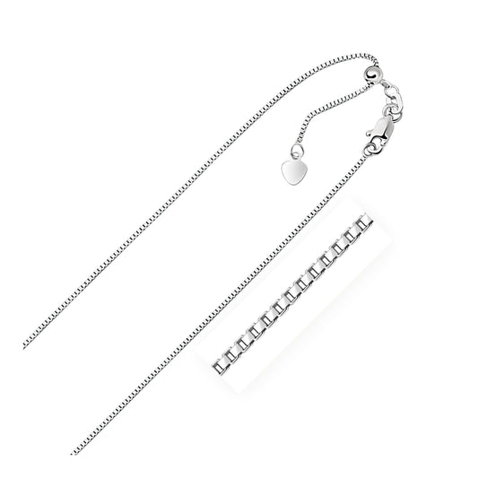 Cadena veneciana ajustable de oro blanco de 10 quilates de 0.85 mm
