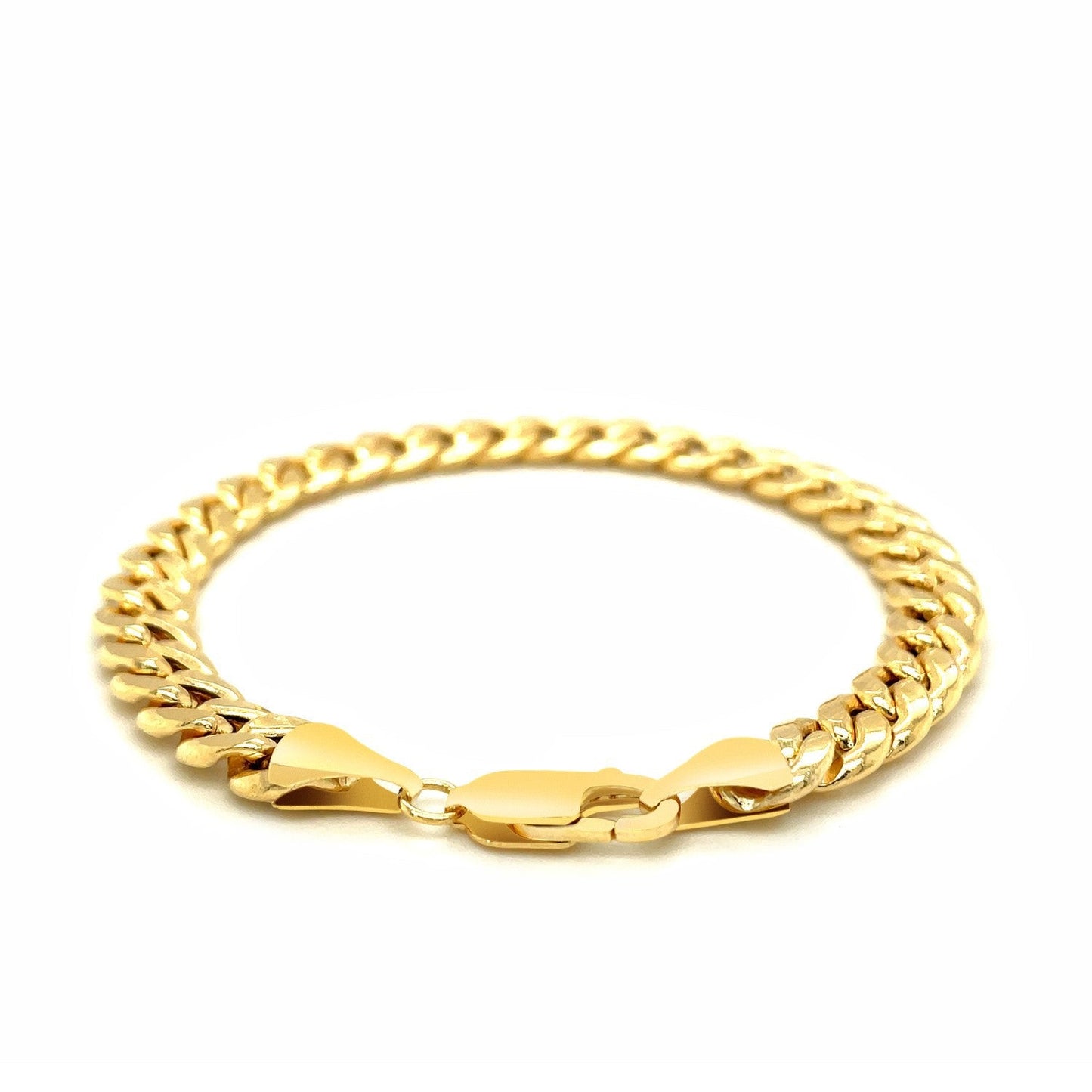 Pulsera cubana de oro amarillo de 10k y 8.0mm, ligera, modelo Miami