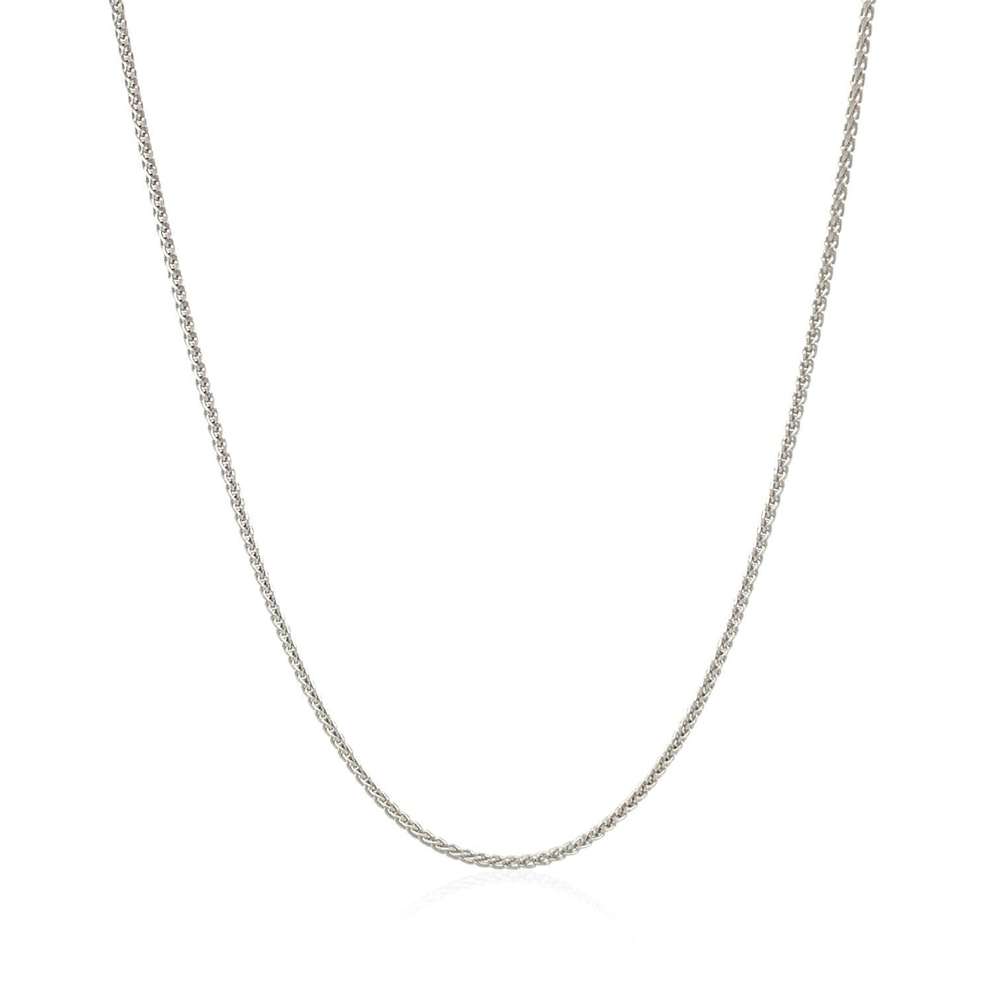 Cadena de trigo redonda de oro blanco de 14k de 1,0 mm