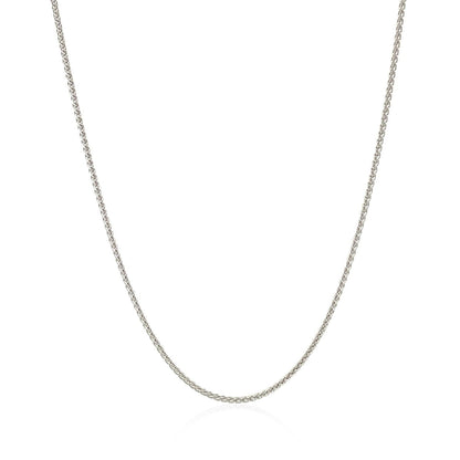 Cadena de trigo redonda de oro blanco de 14k de 1,0 mm
