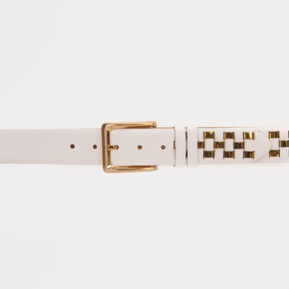 The Mackenzie White & Gold Woven Leather Belt