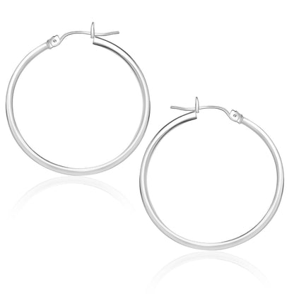 Pendientes de aro pulidos de oro blanco de 14k (25 mm)