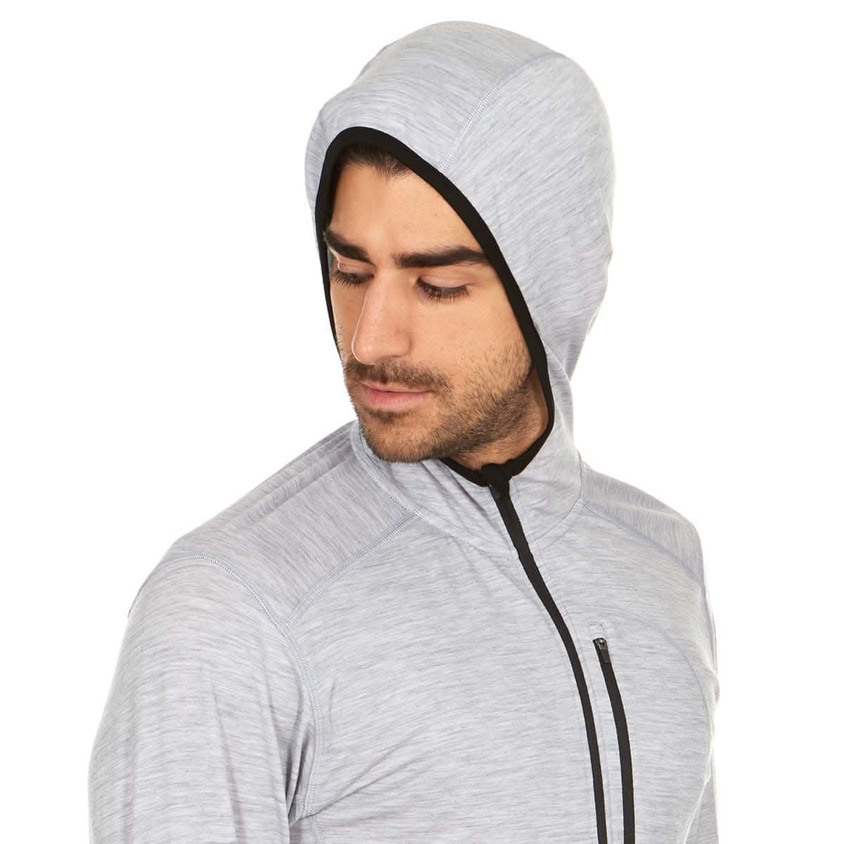 Sudadera de lana de merino con cremallera 1/4 y capucha para hombre - Micropeso