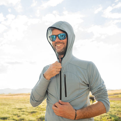 Sudadera de lana de merino con cremallera 1/4 y capucha para hombre - Micropeso