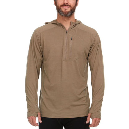 Sudadera de lana de merino con cremallera 1/4 y capucha para hombre - Micropeso