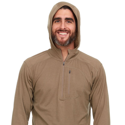 Men's Wool 1/4 Zip Merino Sun Hoodie - Microweight