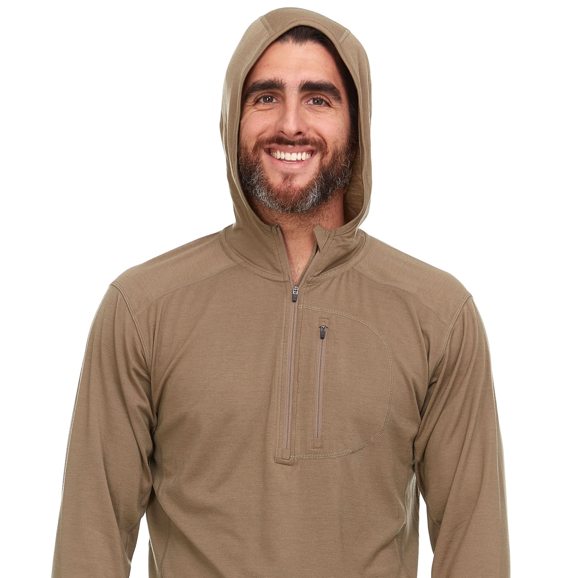 Microweight - Men's Wool 1/4 Zip Sun Hoodie Woolverino - My Men's Shop
