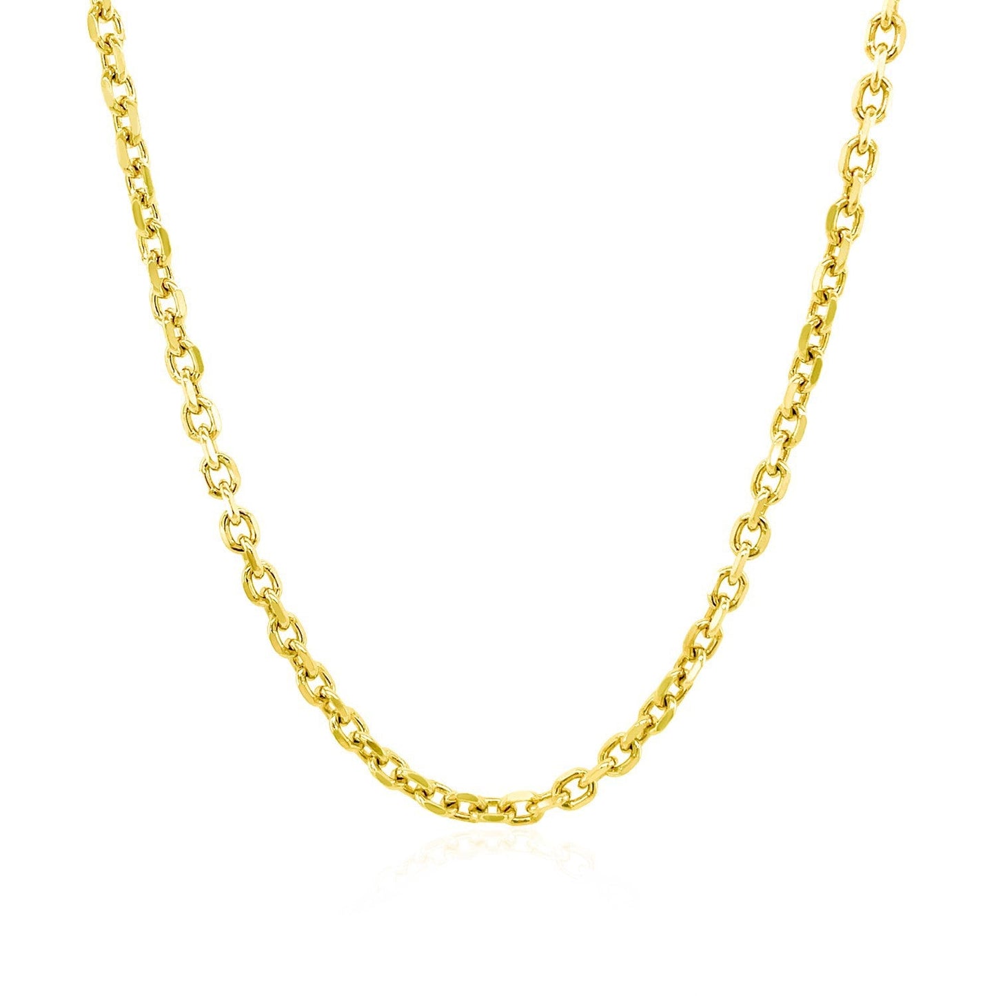 Cadena de eslabones de cable con corte de diamante de oro amarillo de 14k de 2.3 mm