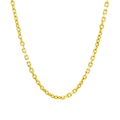 Cadena de eslabones de cable con corte de diamante de oro amarillo de 14k de 2.3 mm