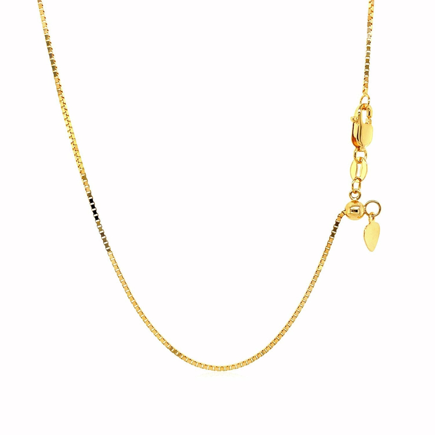 Cadena de caja ajustable de oro amarillo de 14k de 0,85 mm