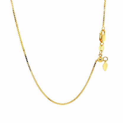 Cadena de caja ajustable de oro amarillo de 14k de 0,85 mm