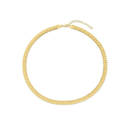 Cadena de eslabones acanalados de oro amarillo de 14k