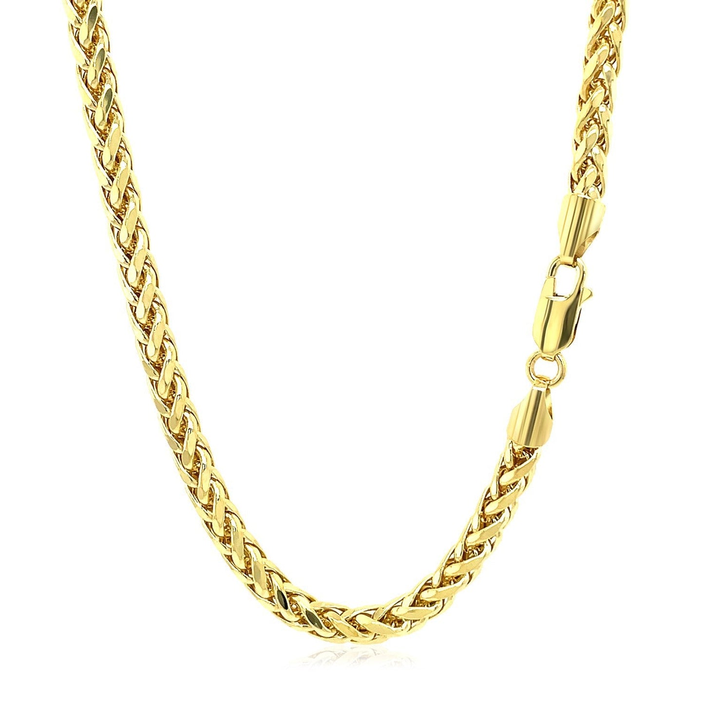 Cadena Franco redonda de oro amarillo de 14k con corte de diamante de 4.1mm