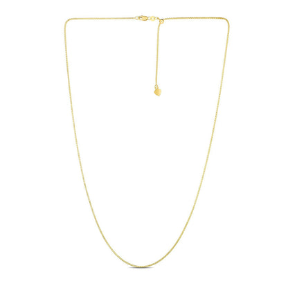 Cadena Ajustable de Palomitas de Maíz de Oro Amarillo de 14k de 1.3mm