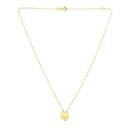 Collar de trébol de cuatro hojas de oro amarillo de 14 quilates