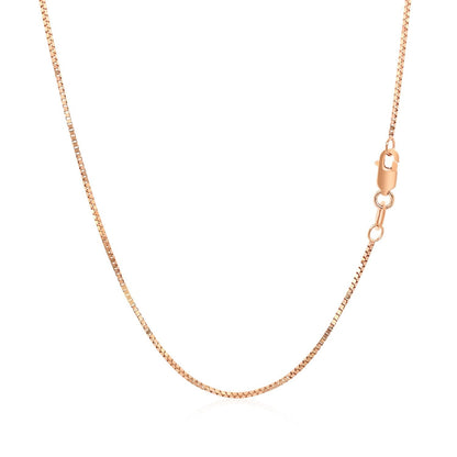 Cadena clásica de caja de oro rosa de 14k 0.8mm