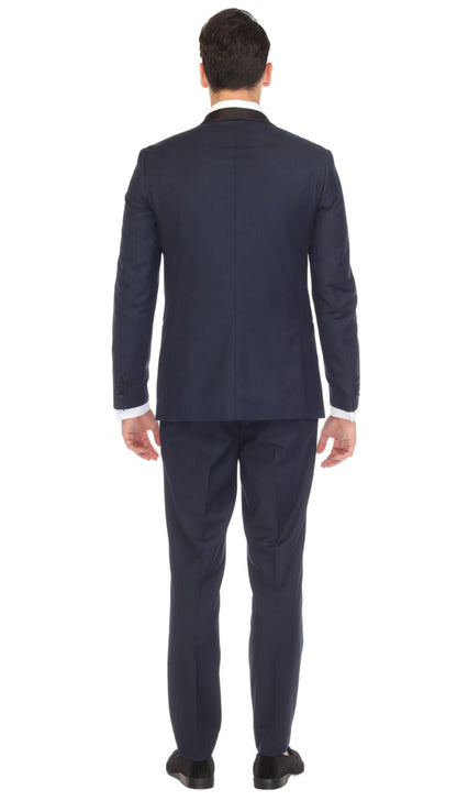 Men's Navy & Black Shawl Lapel Tuxedo – Slim Fit 2 Piece Suit | Ferrecci Reno