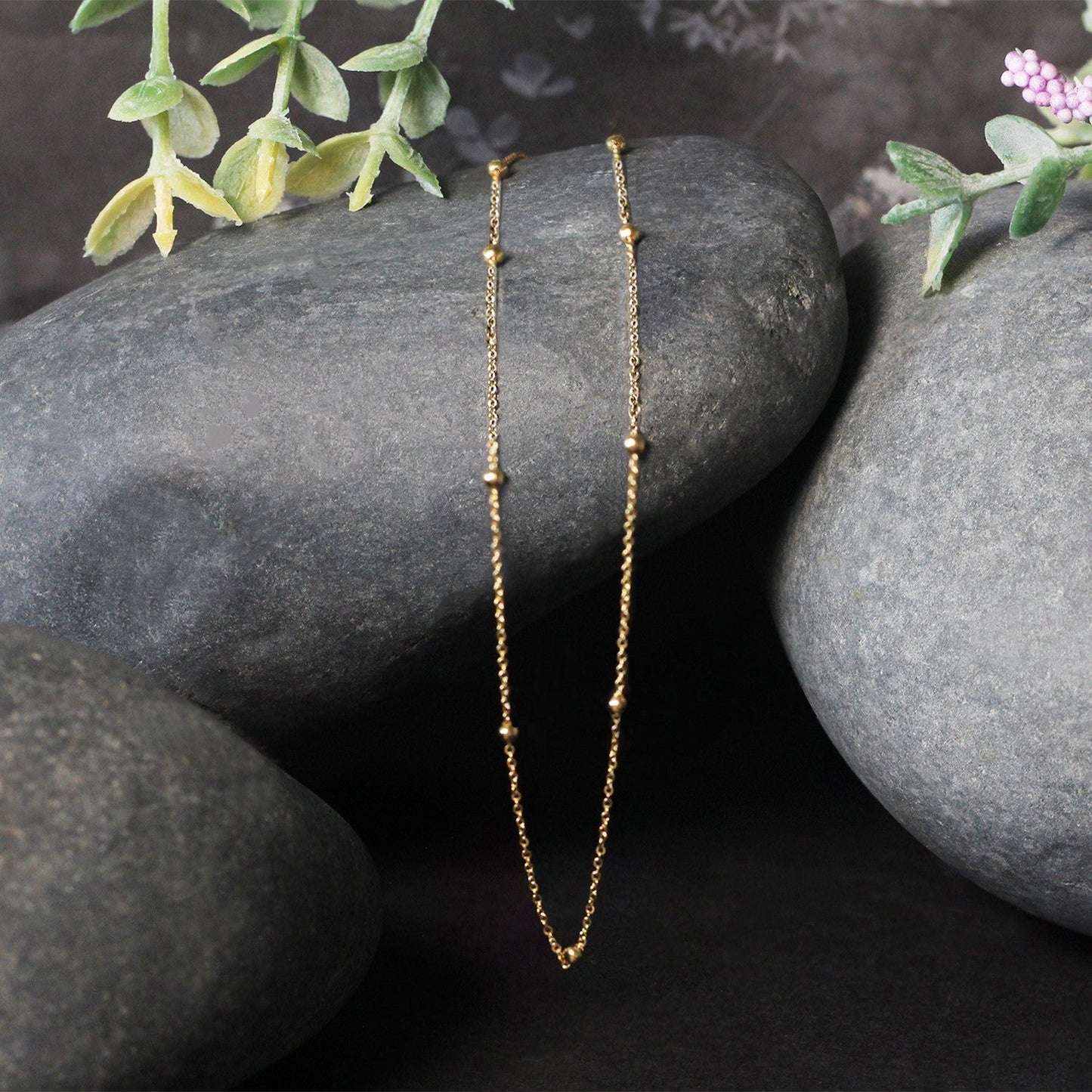 Cadena Saturno de Eslabones de Perlas en Oro Amarillo de 14k (3.5mm)