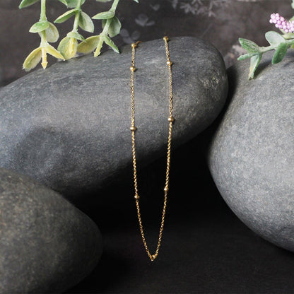 Cadena Saturno de Eslabones de Perlas en Oro Amarillo de 14k (3.5mm)