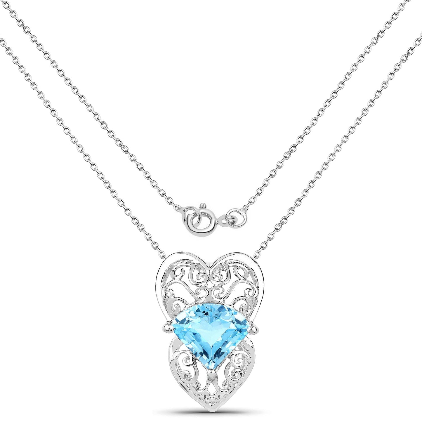 Colgante de plata de ley .925 con topacio azul suizo auténtico de 4,65 quilates