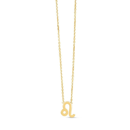 Collar de oro amarillo de 14K con el signo Leo